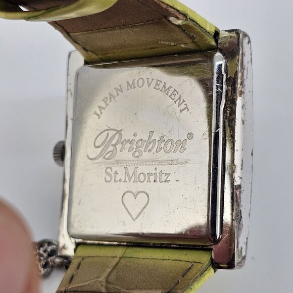 Brighton St Moritz Women's Watch 34MM Lime Green Dial Leather Bands New Battery - Picture 8 of 16
